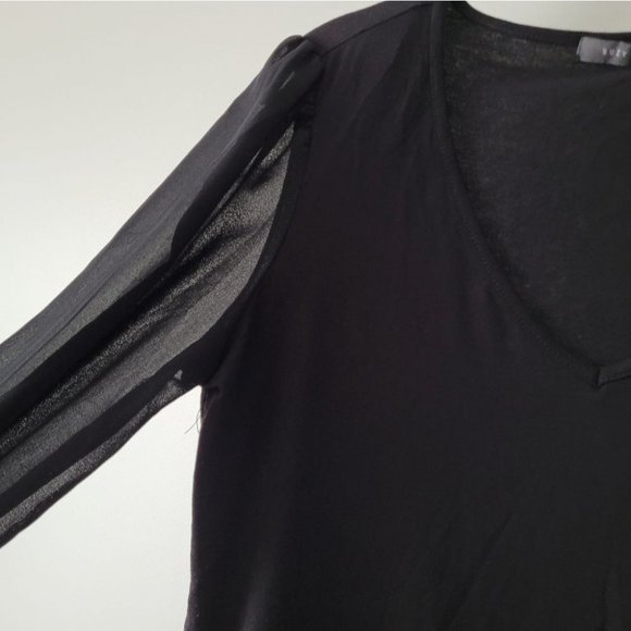 BLACK V-Neck Long Sheer Sleeve Blouse - Picture 4 of 9